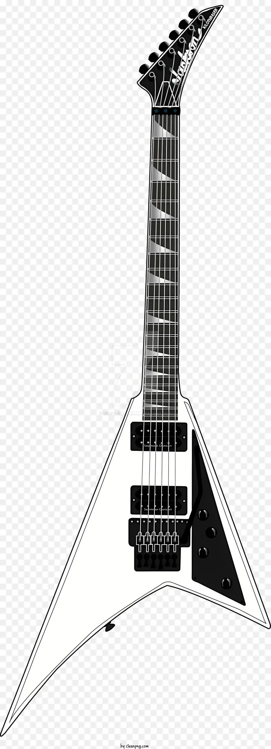 strumento musicale musicale chitarra bianca corpo nero cromo tastiera - Chitarra bianca con corpo nero, tastiera cromata