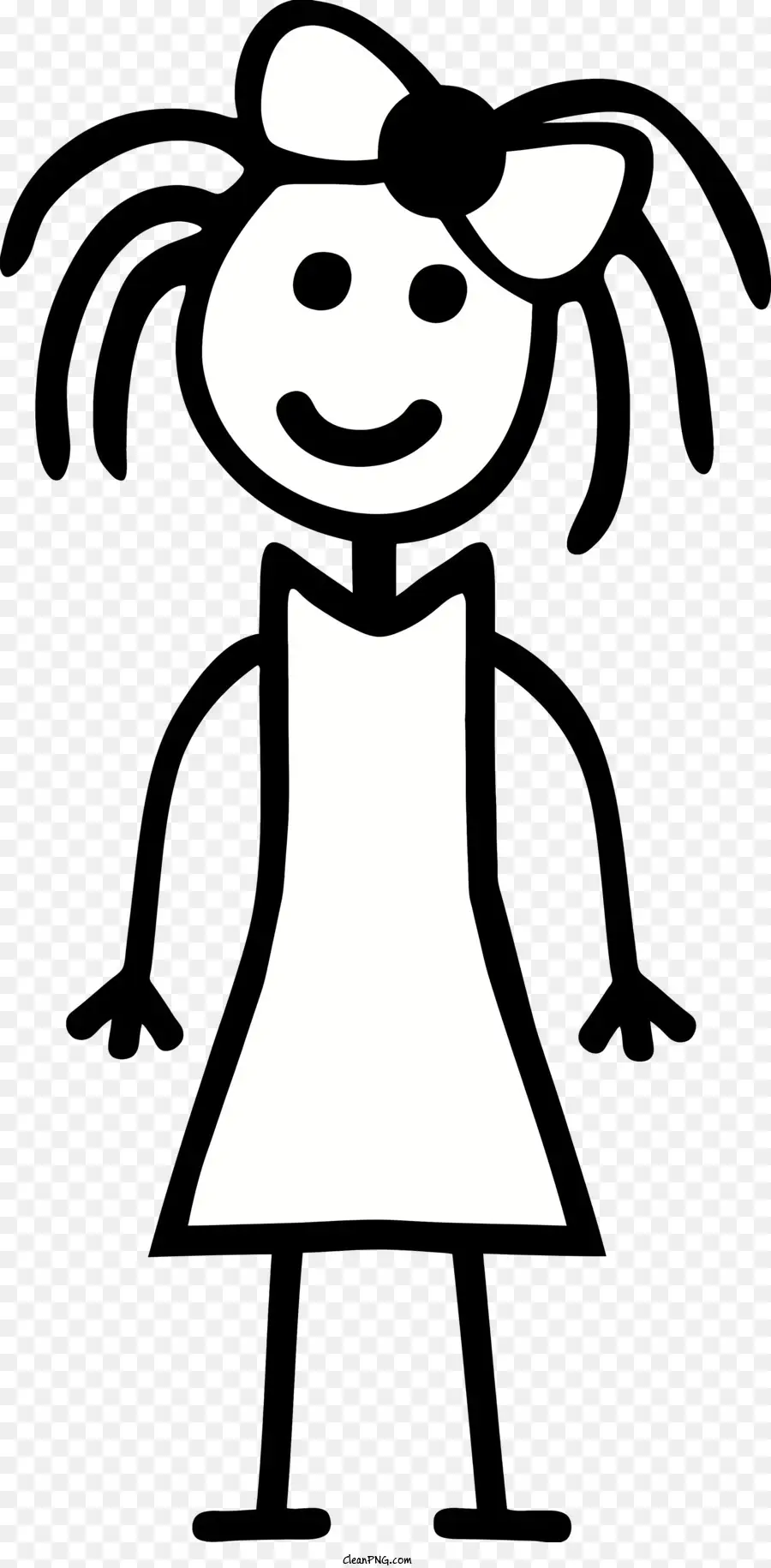 Stickfigur Silhouette Mädchen langes Haar lächeln - Silhouette des lächelnden Mädchens in Bugkleid