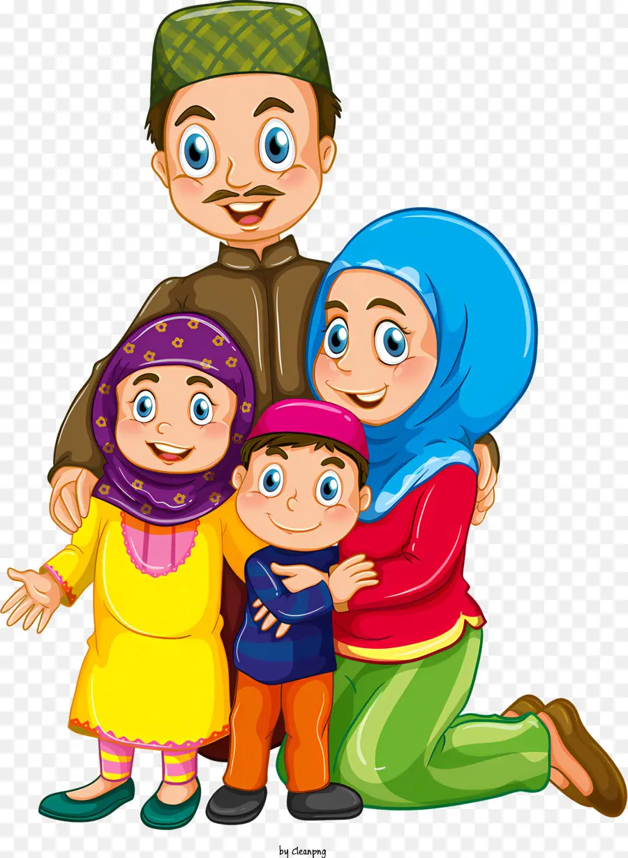 famiglia felice - Famiglia musulmana felice di tre persone