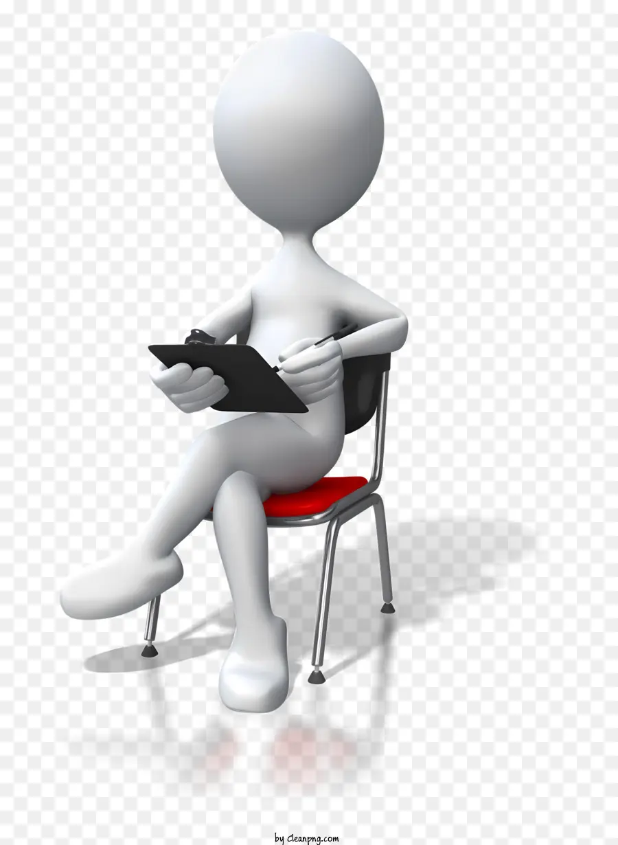 sonico - Personaggio 3d seduto sulla sedia con tablet