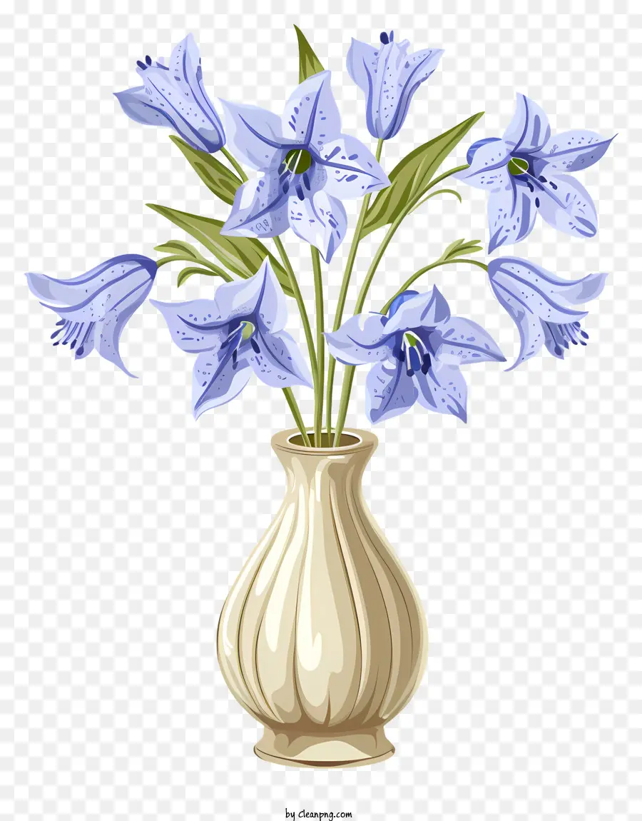 hoa mùa xuân - Hoa màu xanh trong sự sắp xếp bình hoa đối xứng