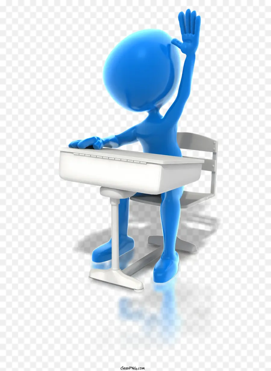 Stick Figura un'animazione 3D Persona seduta cubi blu pixel - Animazione 3D di persona seduta alla scrivania