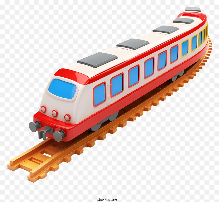 Bahngleise Transport Lokomotive Railroad - Buntes Zug bewegt sich auf Gleisen, wobei Räder drehen
