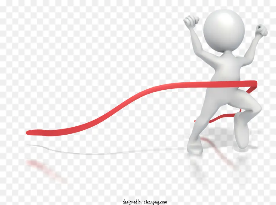 Stick Figura 3D Rendering Jumping Red Rope T-shirt - Persona che salta sulla corda rossa in movimento