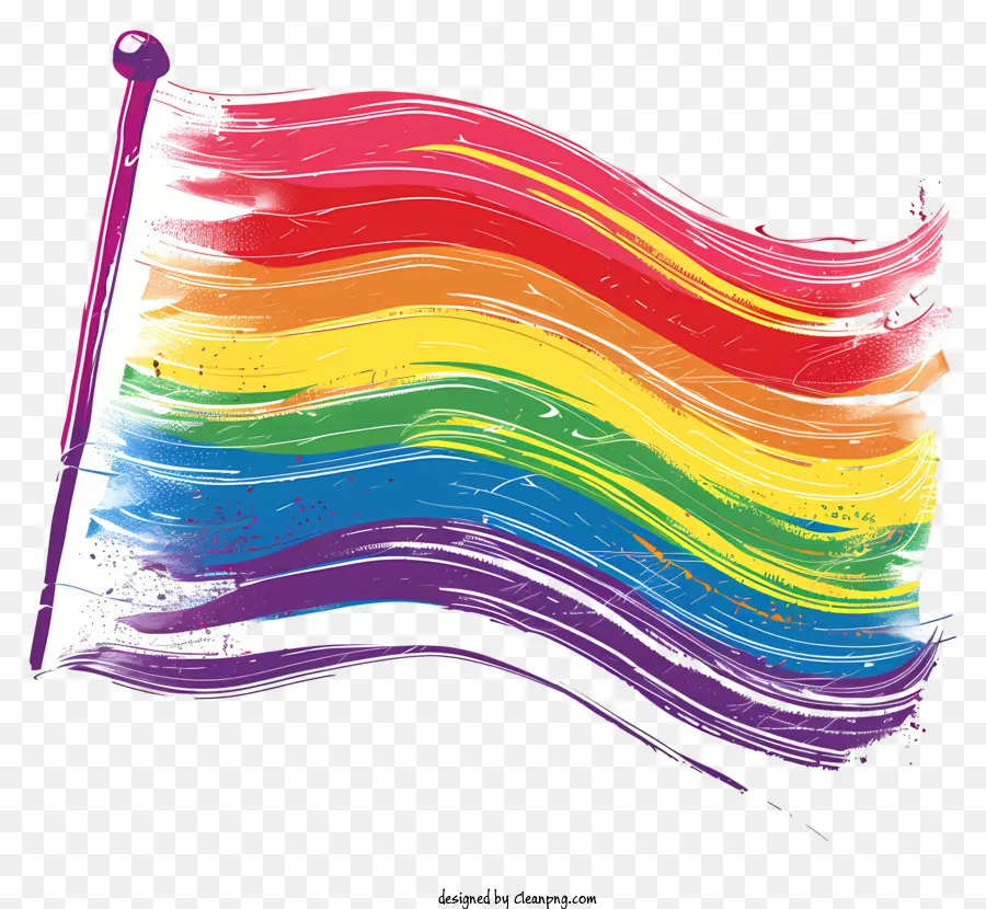 Regenbogen Flagge - Bunte Regenbogenflagge winkt stolz im Wind