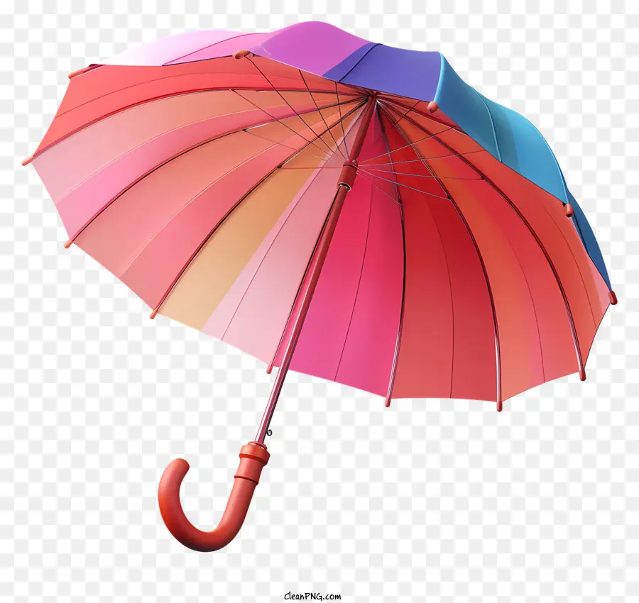 Regenschirm kompakter Sonnenschutz -Reiseschatten - Farbenfroher offener Regenschirm mit hölzernen Griff im Liegen