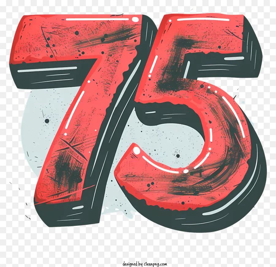 Numero 75 Numero di età artistica celebra il rosso - Numero 75 in lettere rosse, maiuscole