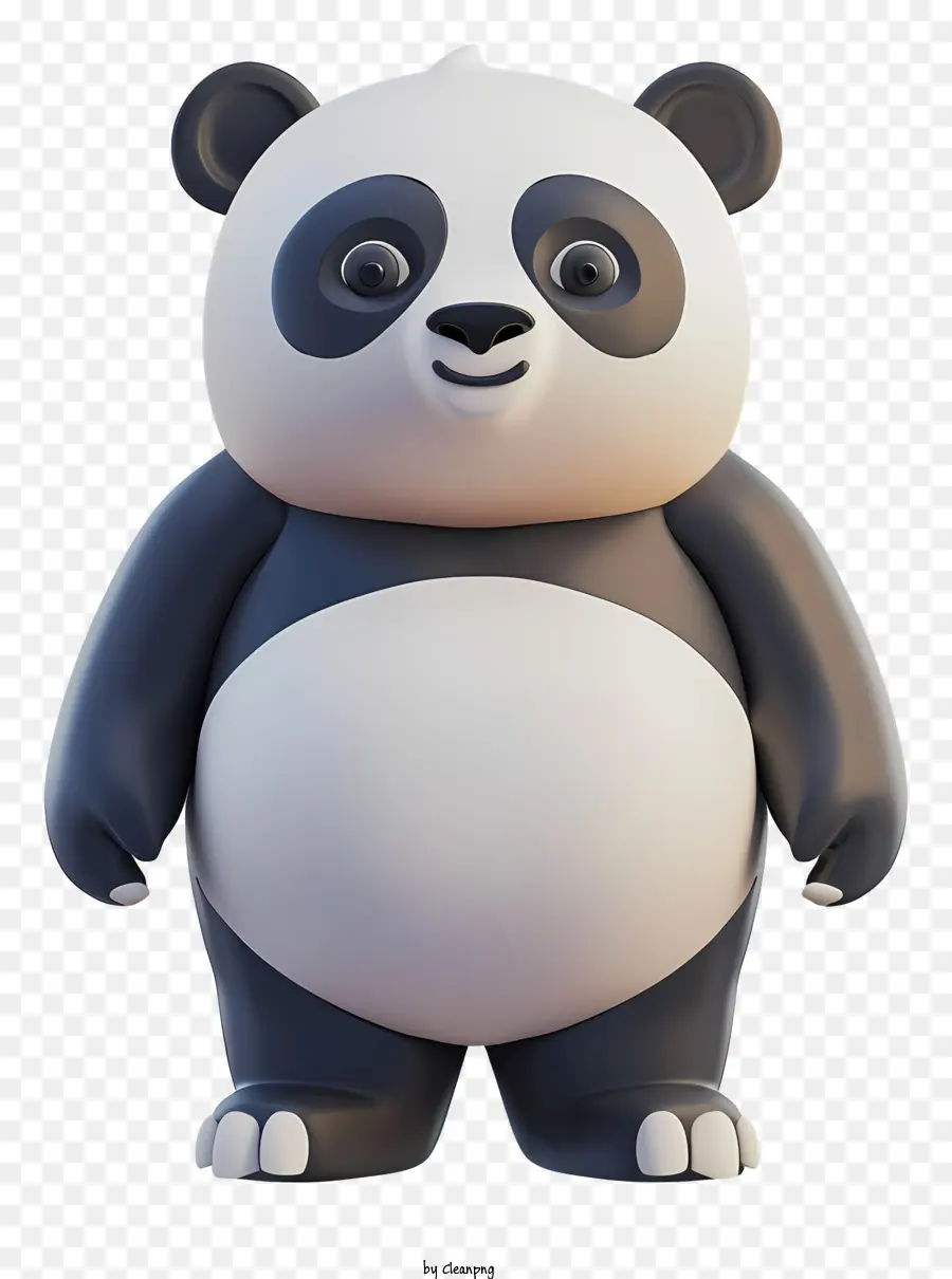 giant panda panda bear cartoon style black and white fluffy fur