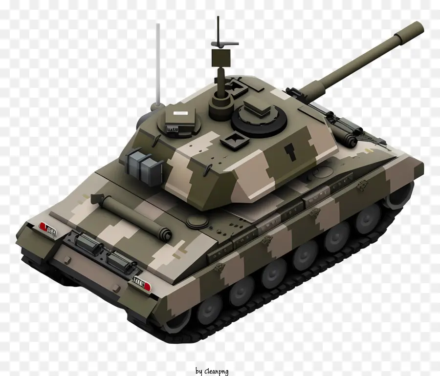 Militärtank 3D Rendering Tarning Militär - 3D -Tank mit eckigem Design, getarnten Farben