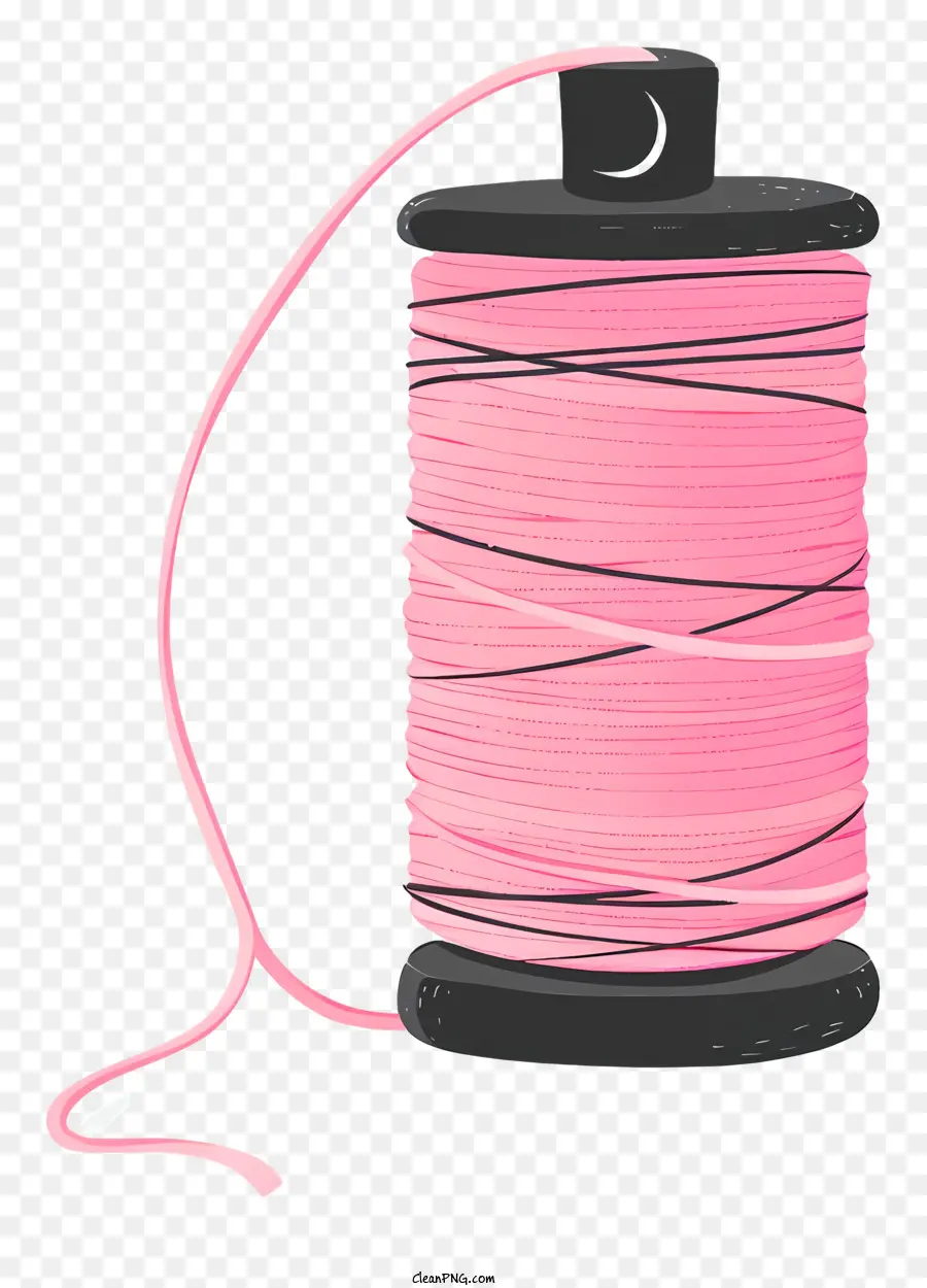 bobina di filo filo filo spool di plastica rosa - Bobina di plastica rosa con bobina di filo nero
