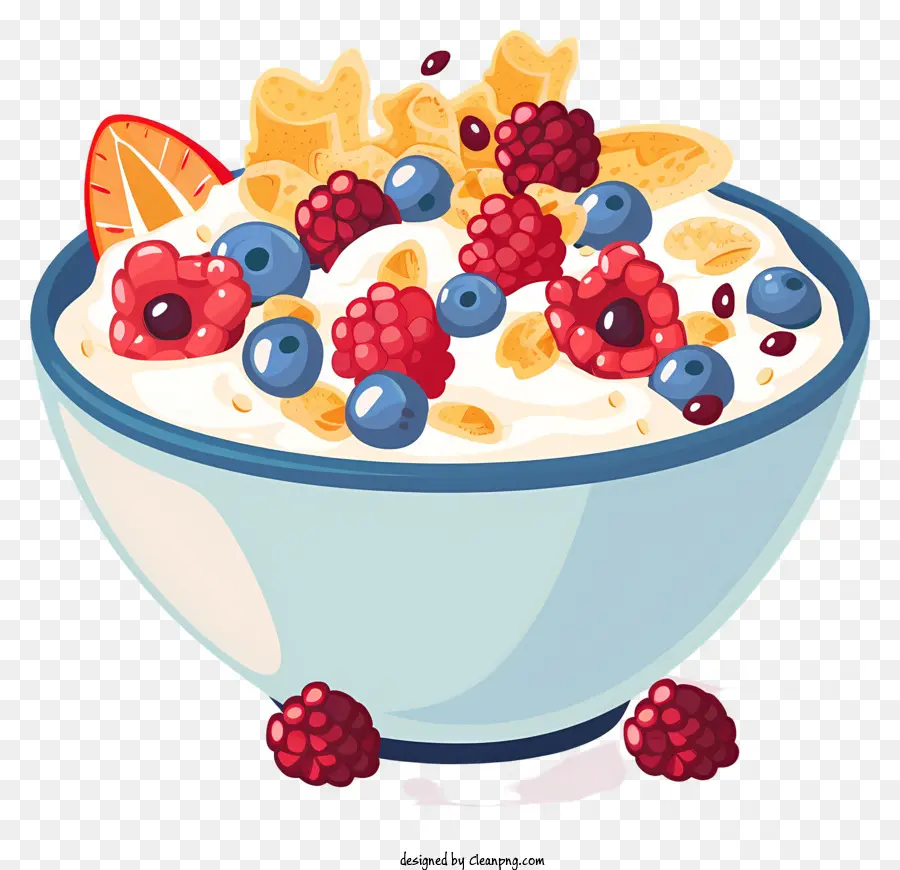 yogurt bowl cereal fruits berries breakfast