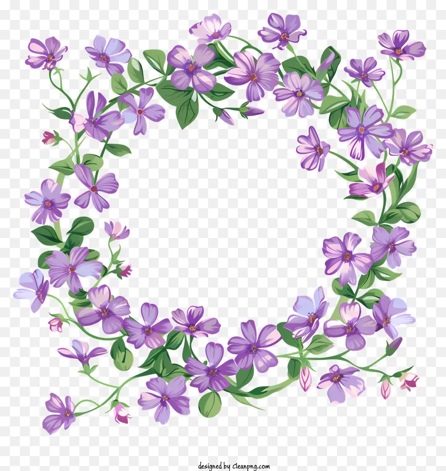 hoa mùa xuân - Vòng hoa hoa màu tím trên nền đen