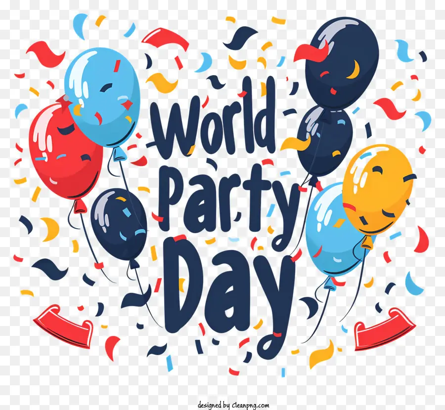 Balloon della festa del mondo Celebrazione festosa colorata - Palloncini colorati, coriandoli, festa della festa del mondo festivo
