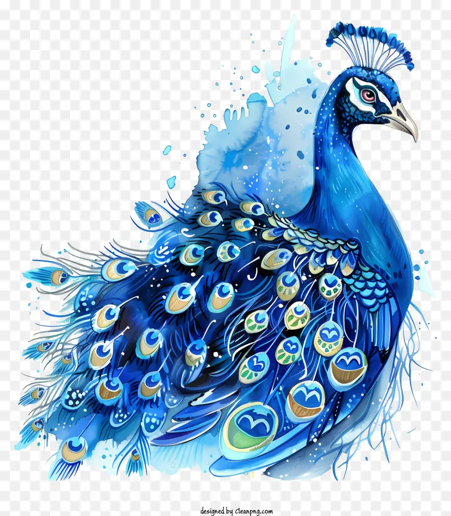 pavone - Pavone blu regale con piume colorate