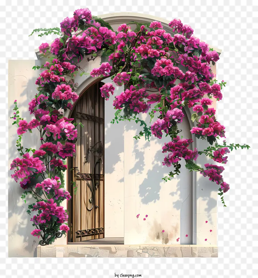 Frühlingsblumen Tür Blumen Tür Reben rosa Blumen Tür - Komplizierte Blumentür ohne Fensterrahmen