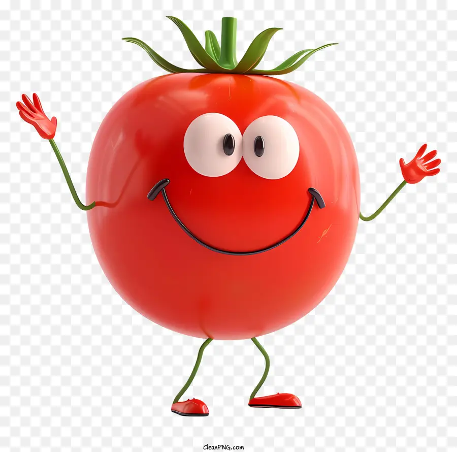 Cartoon Tomaten -Cartoon Tomate Happy Tomaten tanzt Tomaten -Tomatencharakter - Glückliches Tomaten tanzen mit Sonnenbrillen lächeln