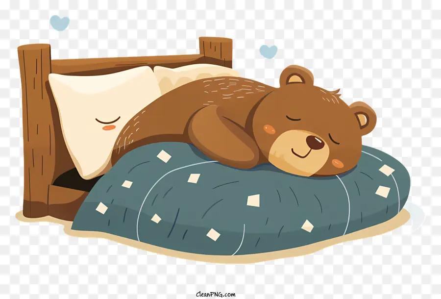 Bär schlafend brauner Bär Schlafbettkissen Kissen - Braunbär schläft in gemütlichem Bett