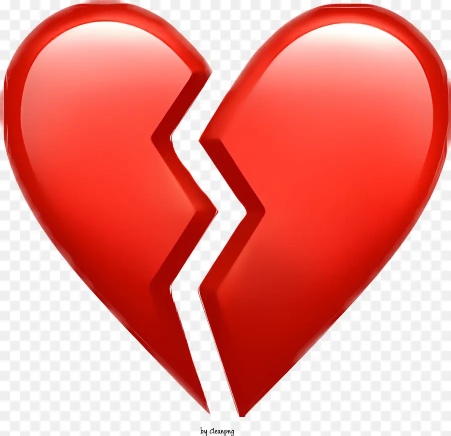 gebrochenes Herz - Rot gebrochenes Herz symbolisiert Schmerzen, Verlust, Verletzlichkeit