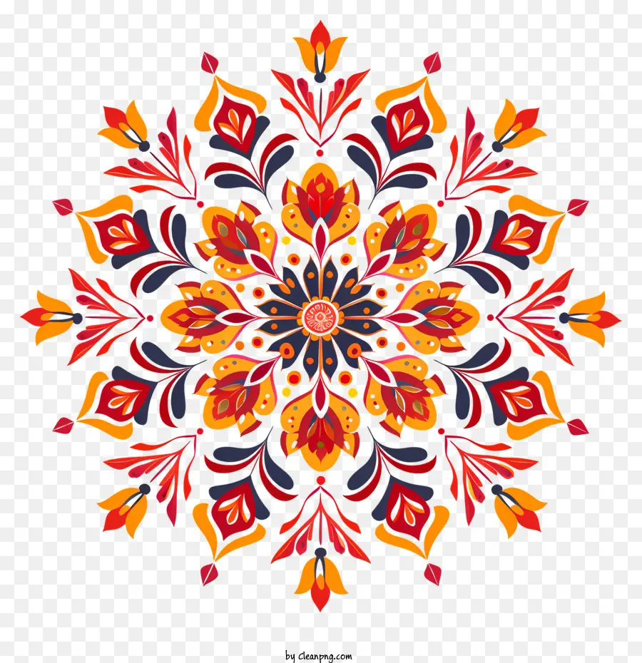 motivo floreale - Design floreale arancione e rosso circolare