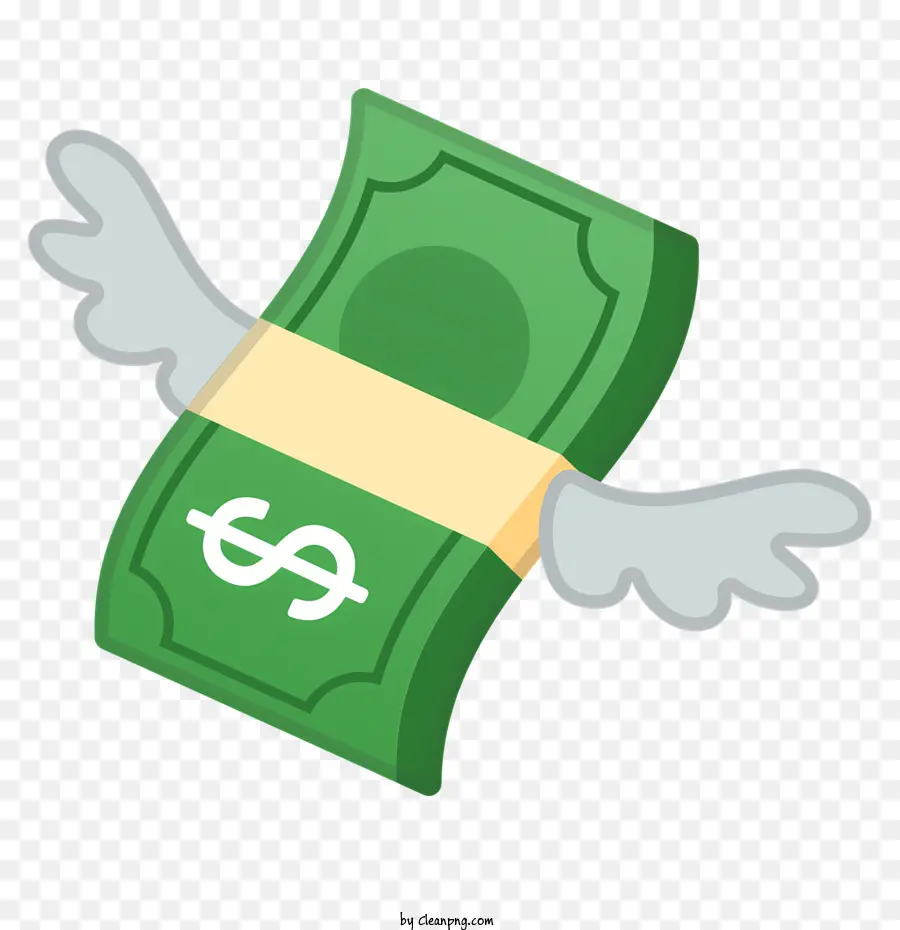Emoji Money Cash Finance Wealth - Pilo di denaro volante su sfondo nero