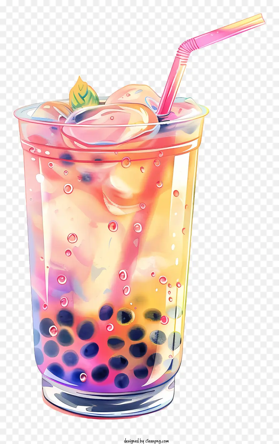 Bubble Tea - Farbenfrohes Getränk mit Blasen, verspielt und einladend