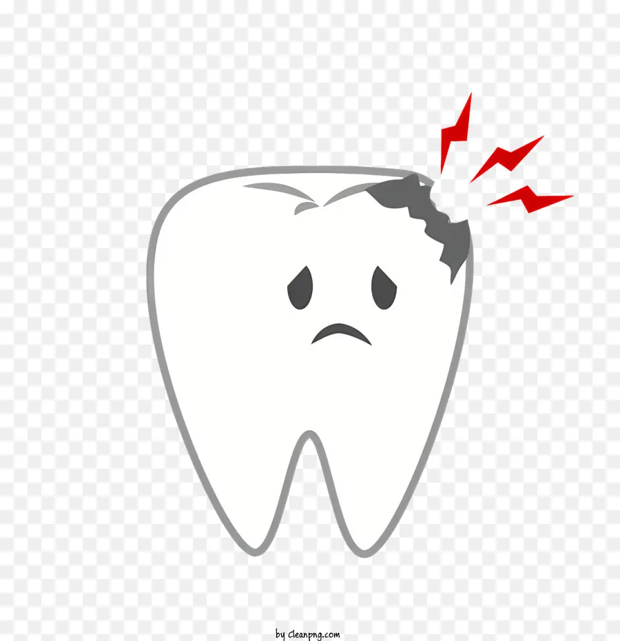 Zahnpinsel Zahnarzt Zahngesundheit rissiger Zahnzahn - Rissigem Zahn mit rotem Pfeil darauf hinweist