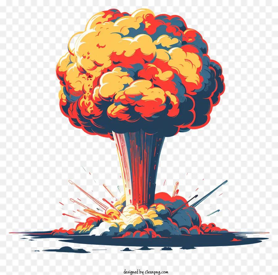 Explosion - Explosion mit orange und roten Flammen ausbreiten