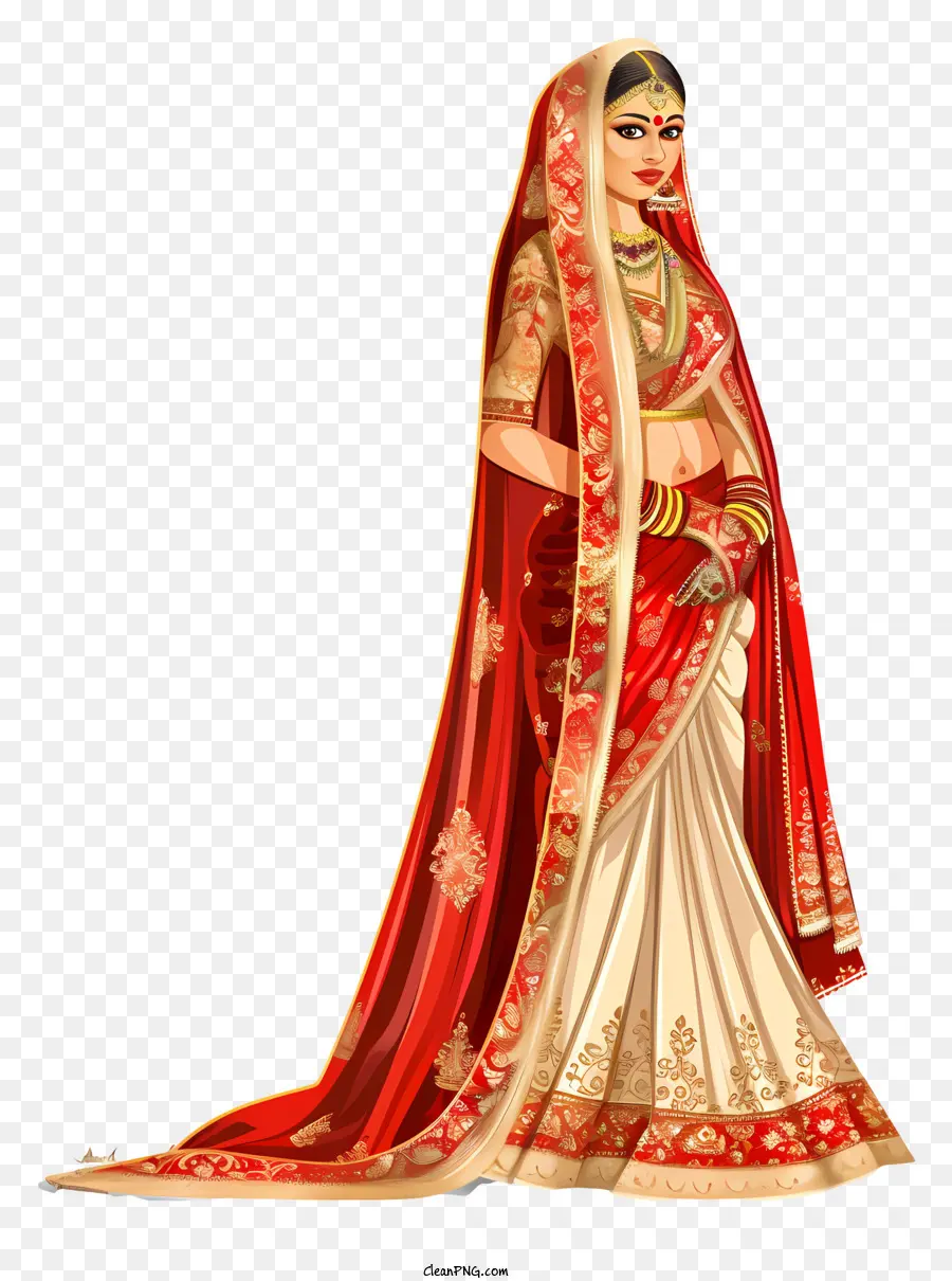 Saree indiano Saree abito da sposa indiano sari abbigliamento tradizionale gioielli d'oro - Donna indiana in outfit tradizionale per abbigliamento da sposa