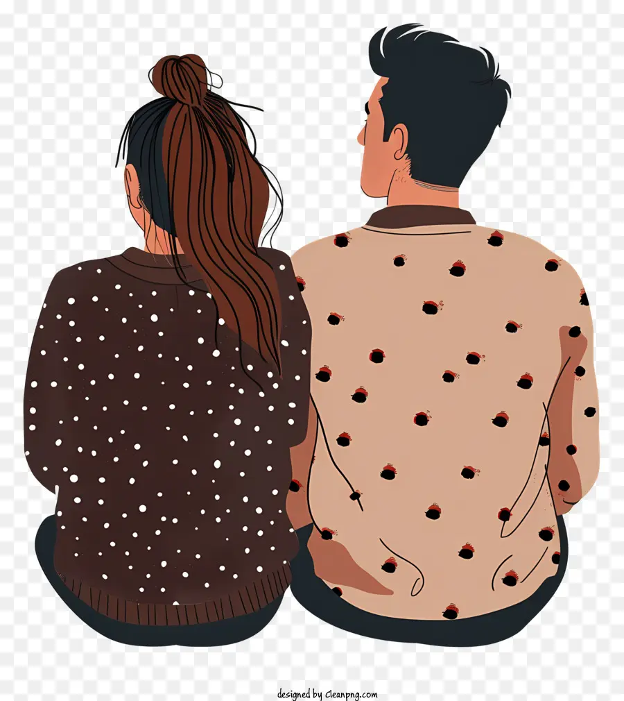 Cặp đôi ngồi cặp đôi phù hợp với trang phục áo len - Hai người trong áo len phù hợp ngồi