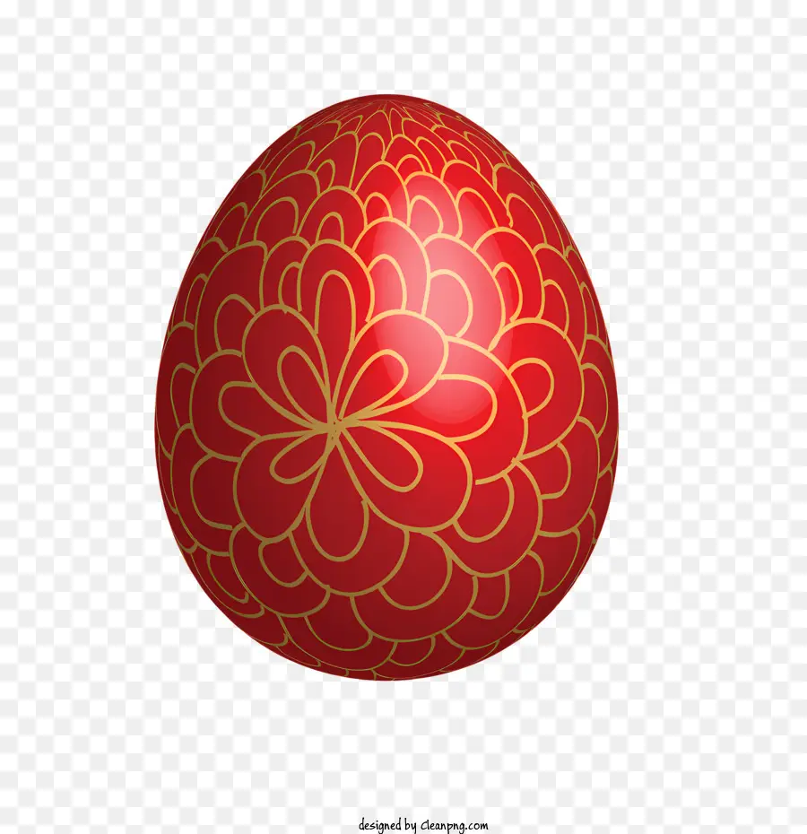 florales Design - Rotes Ei mit goldenem Blumendesign