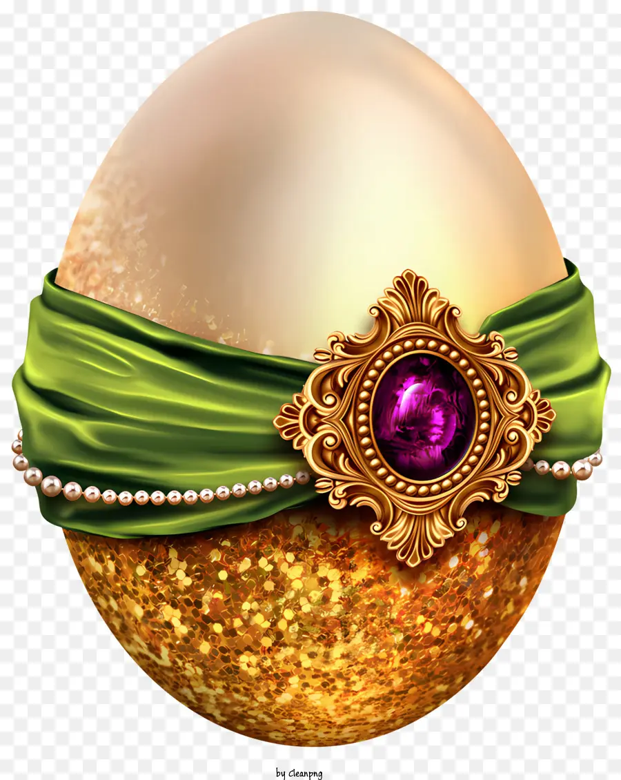 Grünes Band - Goldenes Ei mit grüner Band, elegante Symbolik