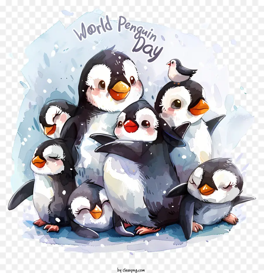 Pinguin - Verspielte Pinguine mit verschiedenen Emotionen auf Schnee
