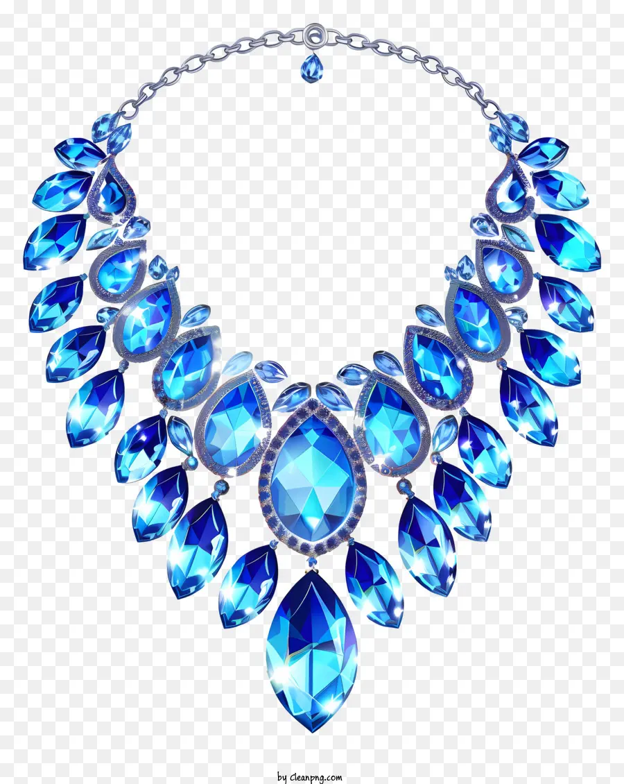 Blaue Halskette Blau Kristall Halskette Diamantperlen Kristallschmuck Goldener Verschluss Halskette - Blaue Kristallkette mit Diamant- und Kristallperlen