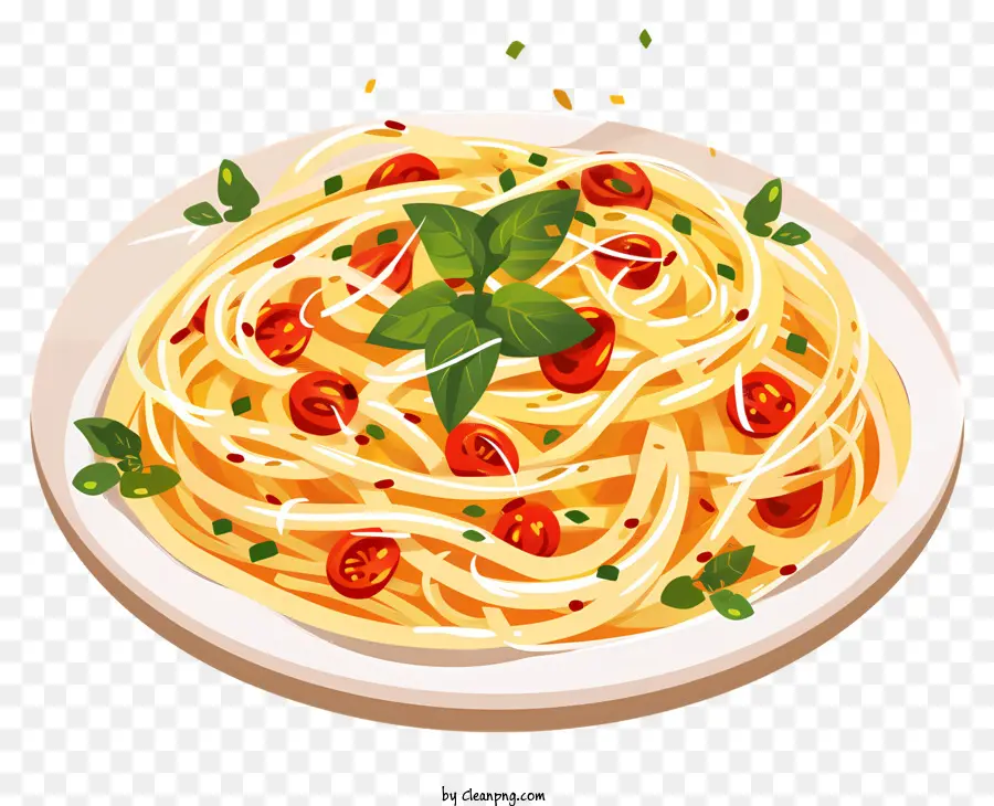 spaghetti pasta tomatoes basil tomato sauce