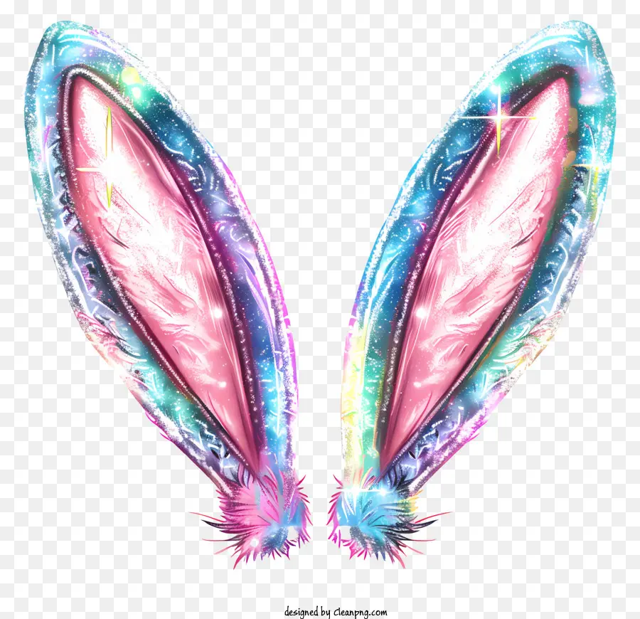 Bunny Ears Ears Bunny Ears Star Posa e blu Tessuto o plastica - Orecchie di coniglietti rosa e blu con stelle