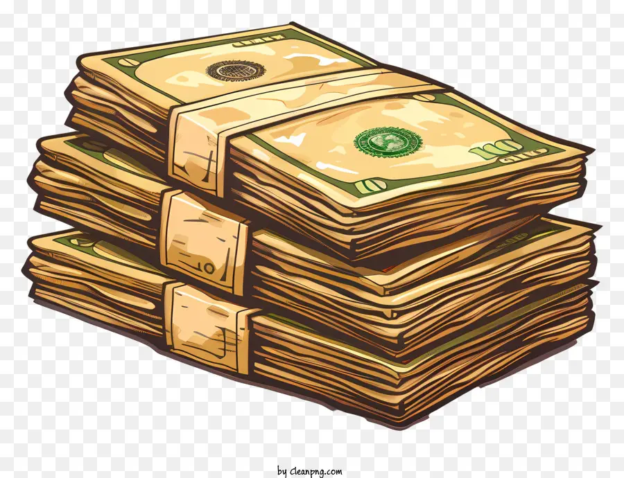 Stack di banconote Money 100 Bills Wealth Currency - Stack di $ 100 fatture avvolte in nastro. 
Atmosfera ricca e stabile