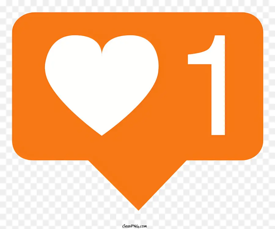 weißer Rand - Orangefarbenes Herz mit Nummer 1 im Inneren