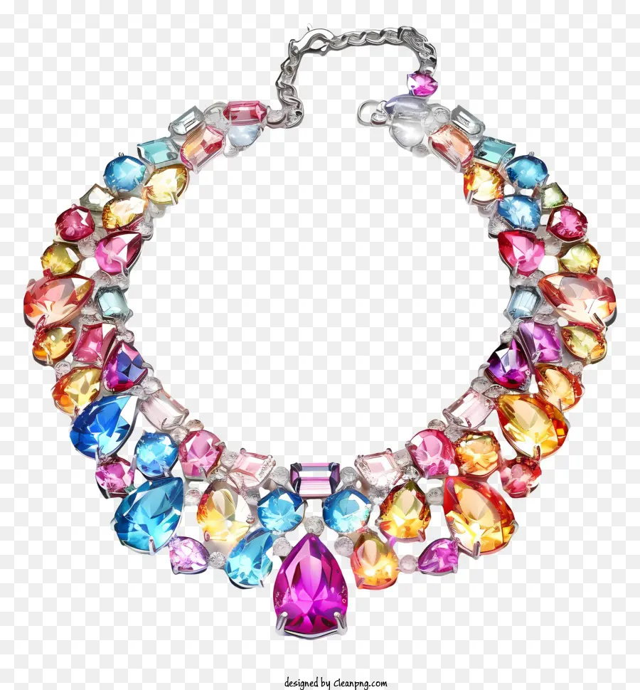 diamond necklace crystal necklace multi-colored jewelry swirling pattern necklace abstract design jewelry
