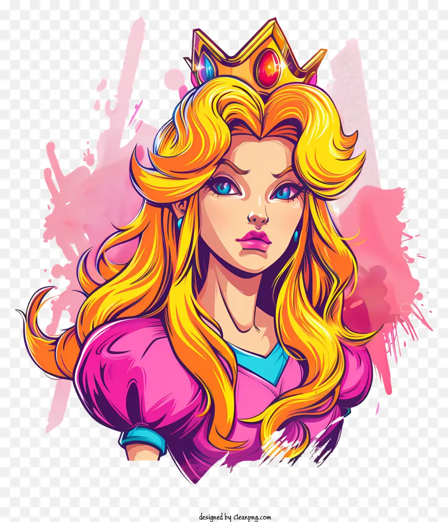 Krone - Netter Charakter mit rosa Krone und blonden Haaren
