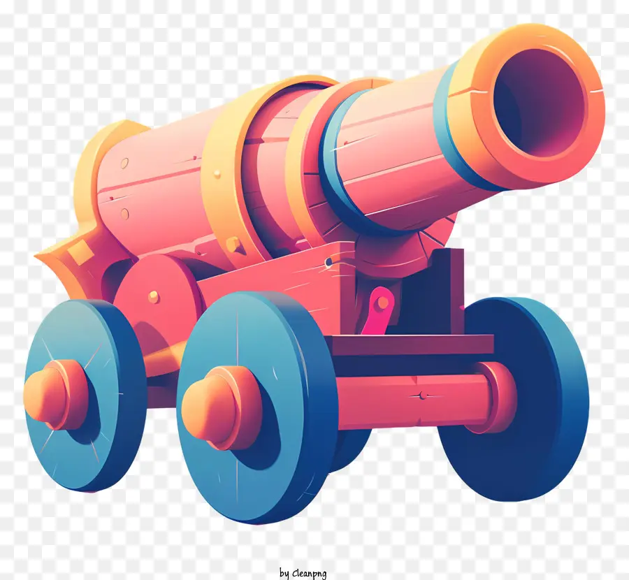 Orange - Farbenfrohe alte Kanone auf Rädern