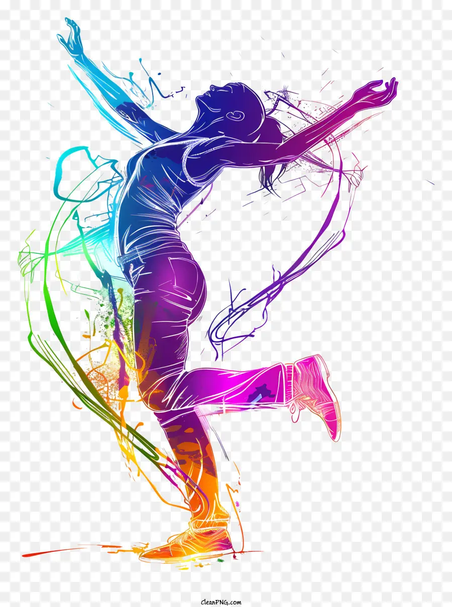 internationale Tanz Tag - Buntes Tänzer mit Sprühfarbe bedeckt