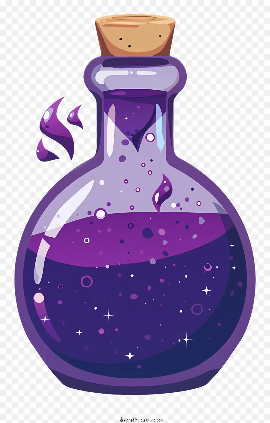 potion glass bottle purple liquid cork stopper bubbles