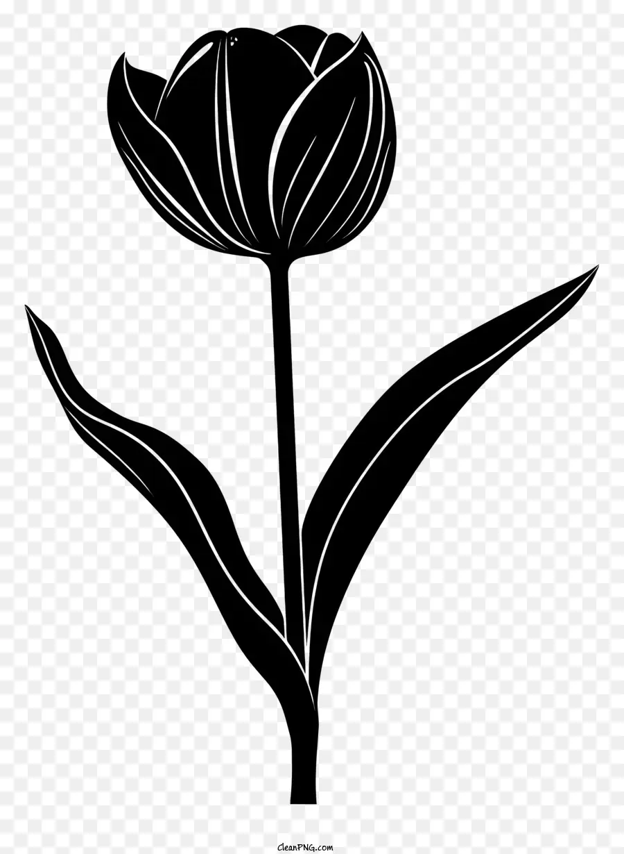 fiore silhouette - Tulipano monocromatico con centro marrone, isolato