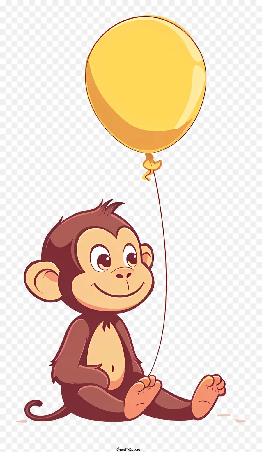 khỉ - Khỉ vui vẻ với khinh khí cầu màu vàng