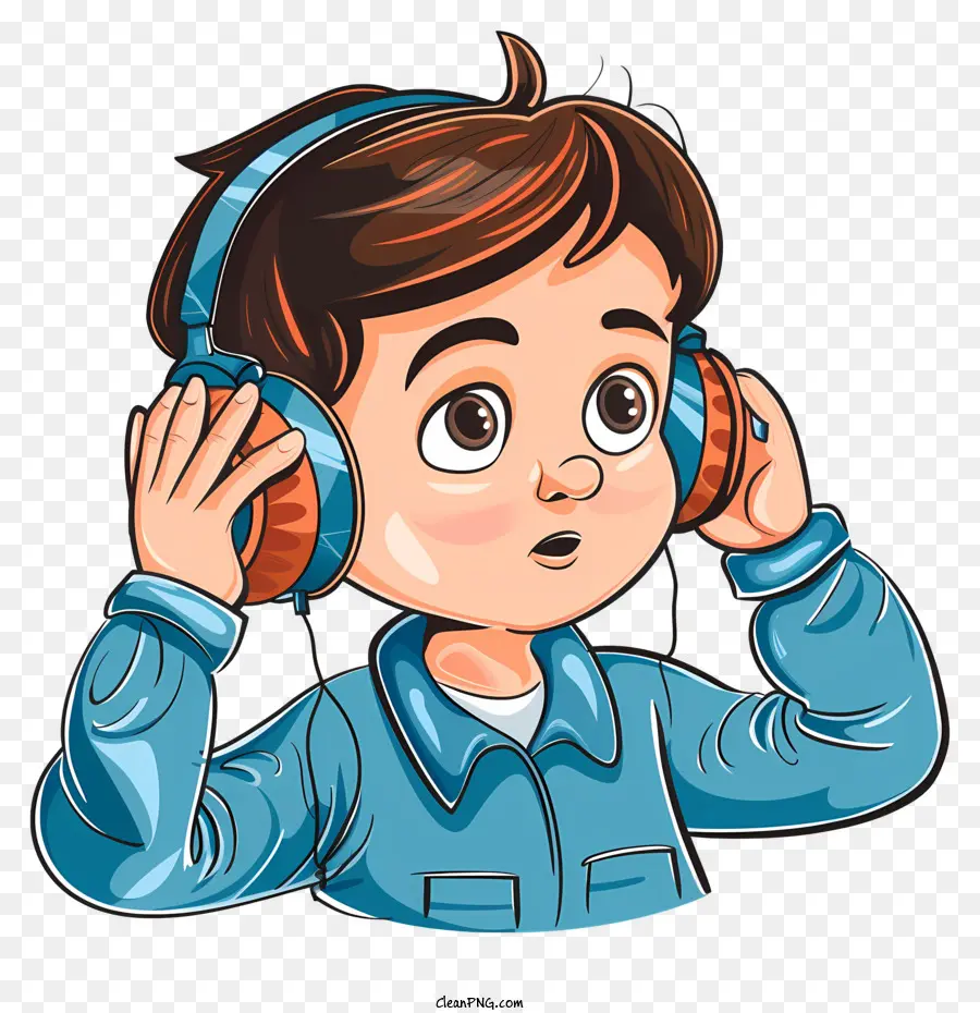 welthörende Tag Kopfhörer Musikjunge Konzentration - Junge mit Kopfhörern, die Musik hören