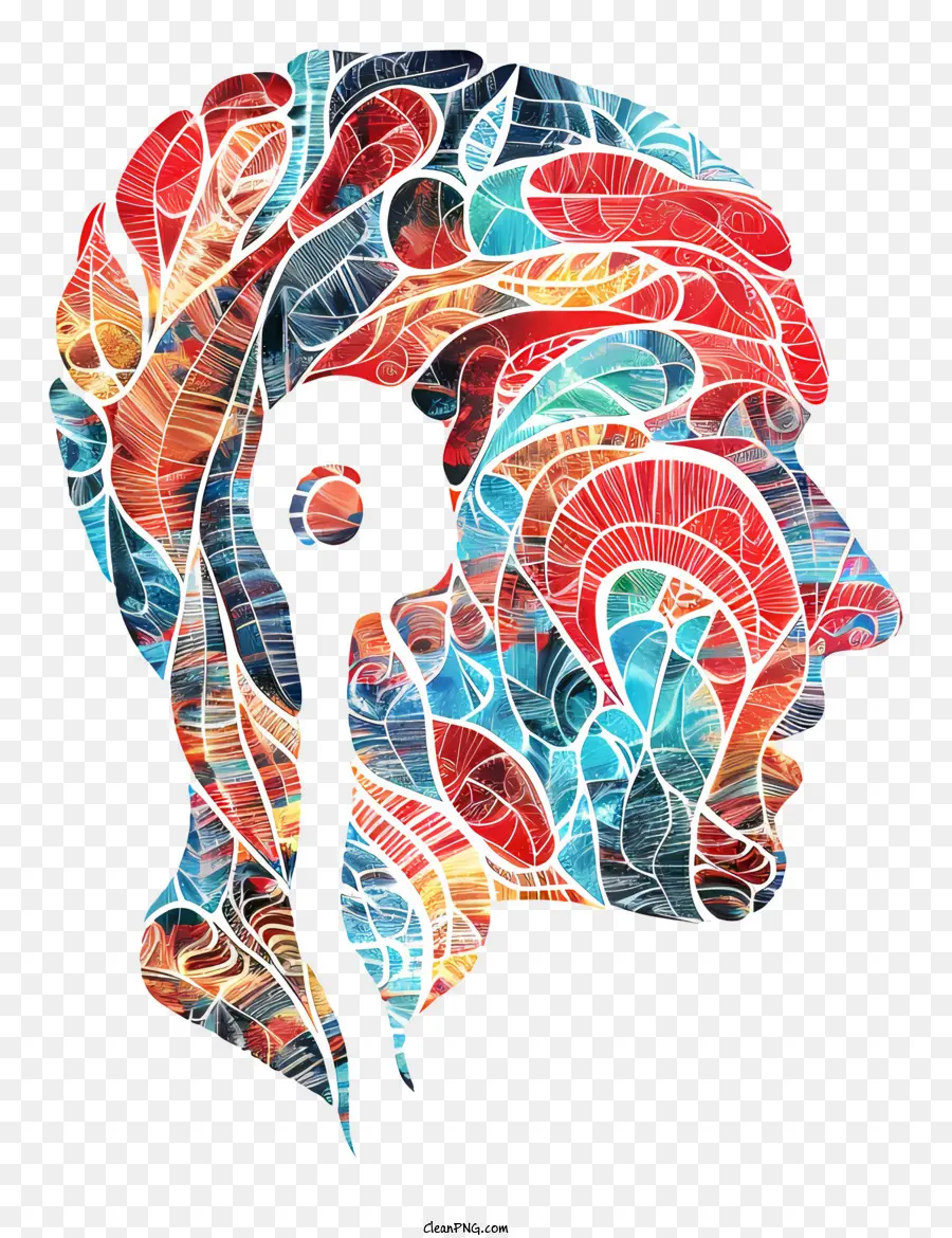 abstrakte Gestaltung - Farbenfrohe abstrakte digitale Kopfillustration
