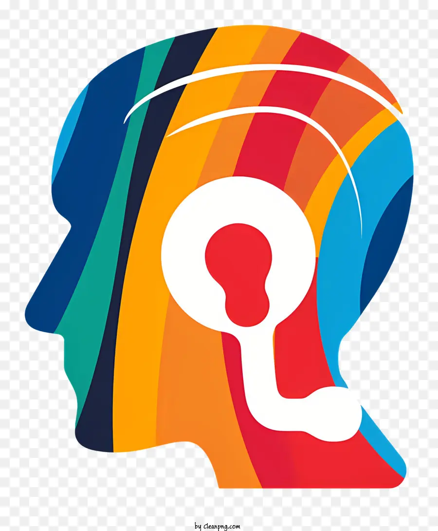 arcobaleno - Vibrante silhouette di testa con auricolare che simboleggia la comunicazione
