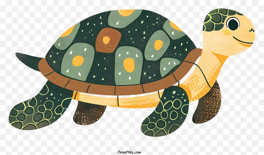 guscio di animali da rettile tartaruga cartone animato - Tartaruga verde con corpo rotondo e grandi occhi