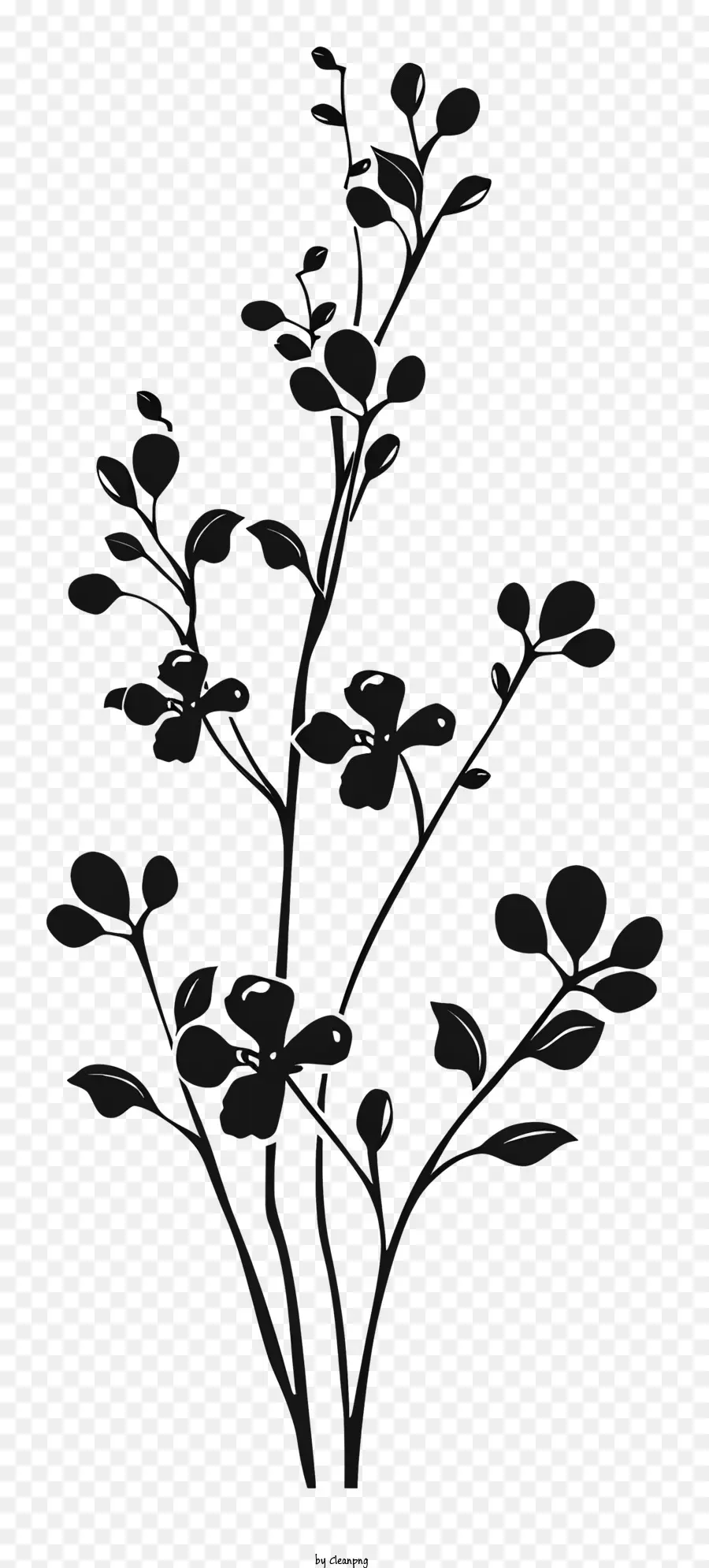 fiore silhouette - Silhouette ramo con foglie in bianco e nero