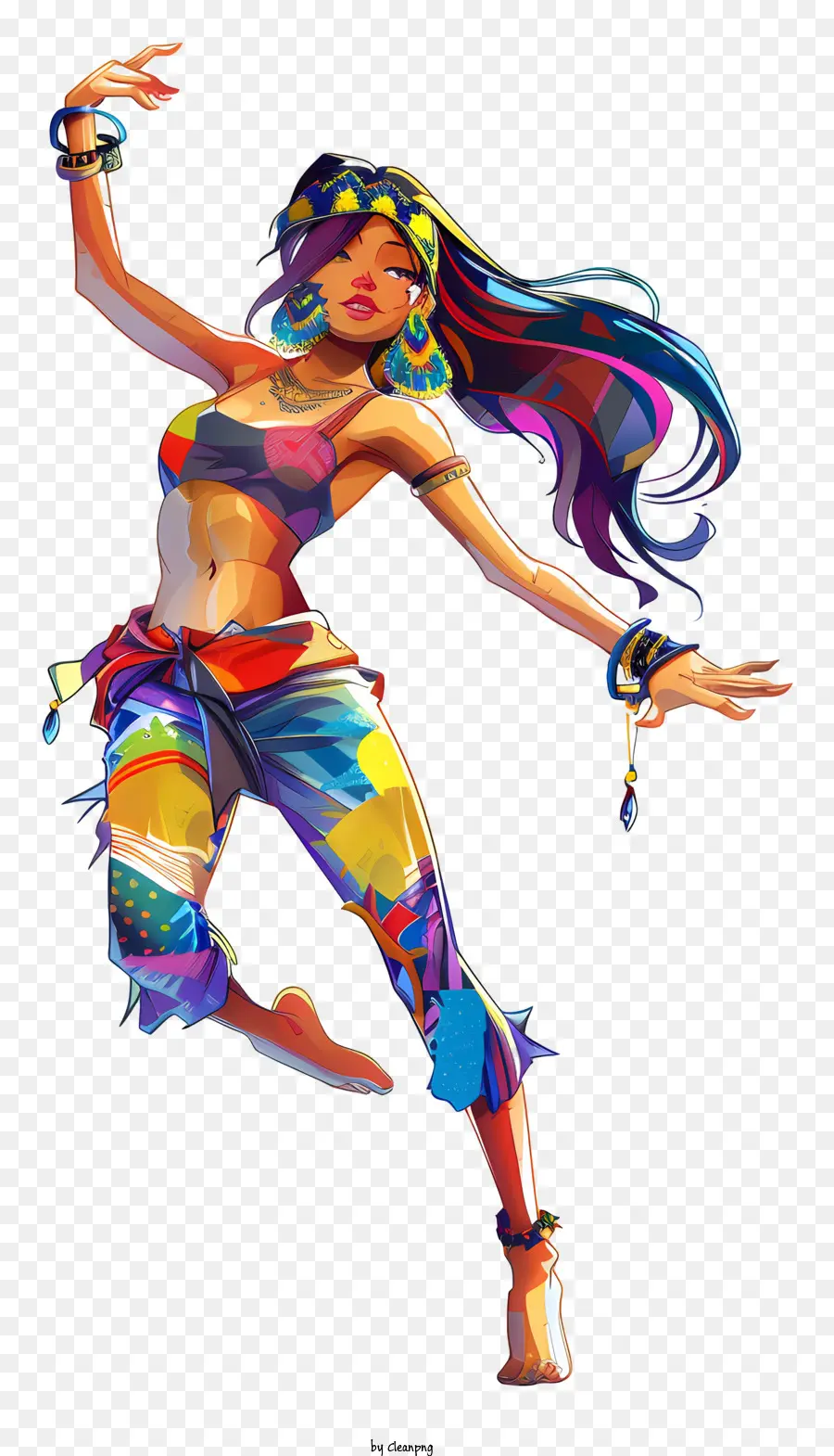 ngày khiêu vũ quốc tế - Người phụ nữ nhảy múa trong trang phục đầy màu sắc, mỉm cười vui vẻ